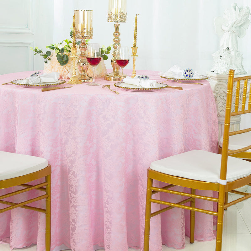 Round Lace Table Overlay Pink 108