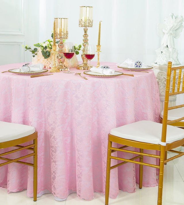 Round Lace Table Overlay Pink 108