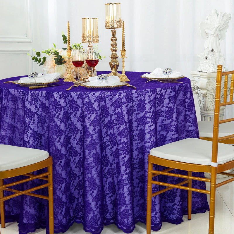 Round Lace Table Overlay 108" Regency Purple