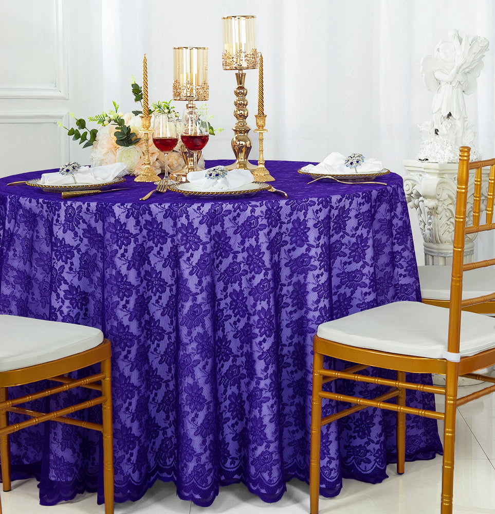 Round Lace Table Overlay 108" Regency Purple