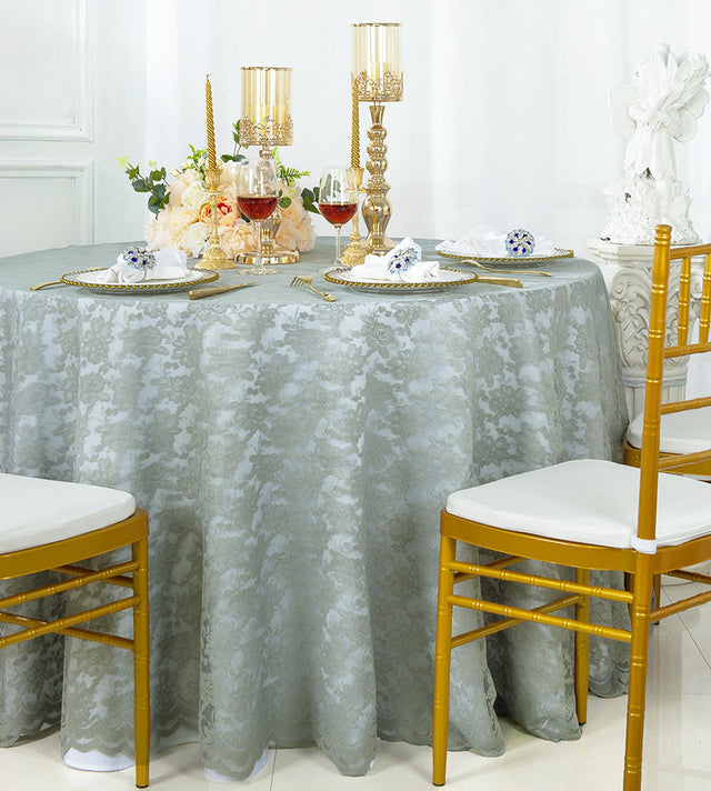 Round Lace Table Overlay Silver 108