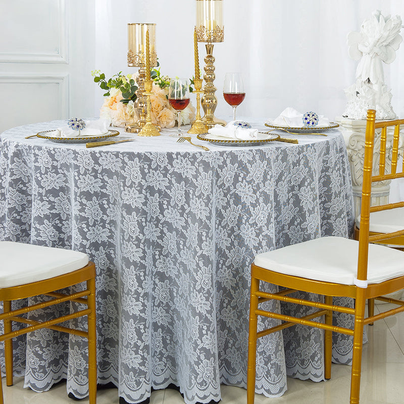 Round Lace Table Overlay White 108