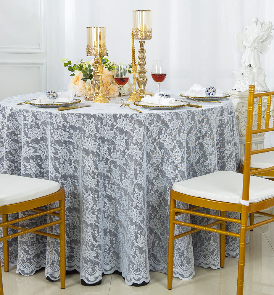 Round Lace Table Overlay White 108