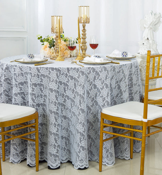 Round Lace Table Overlay White 108