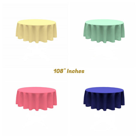 Poly Poplin Fabric - Seamless Round Tablecloth, 108" Diameter (1 Piece)