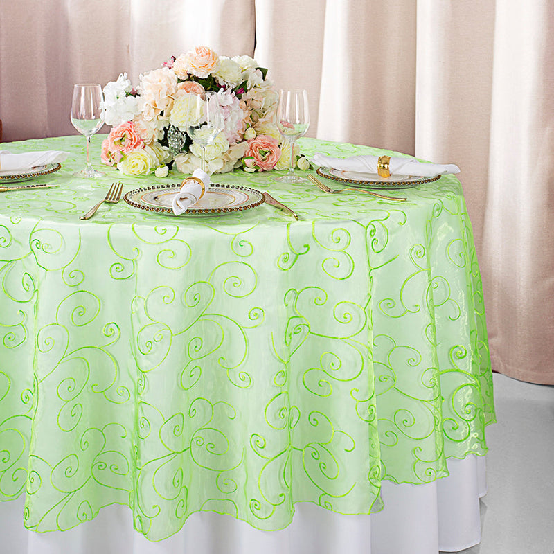 Round Organza Table Overlay 108" Apple Green