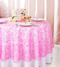 Round Embroidered Organza Table Overlay 108" Bubble Gum
