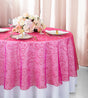 Round Embroidered Organza Table Overlay 108" Fuchsia