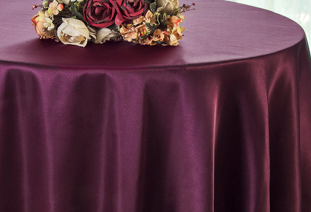 Round Satin Tablecloth 90" Plum