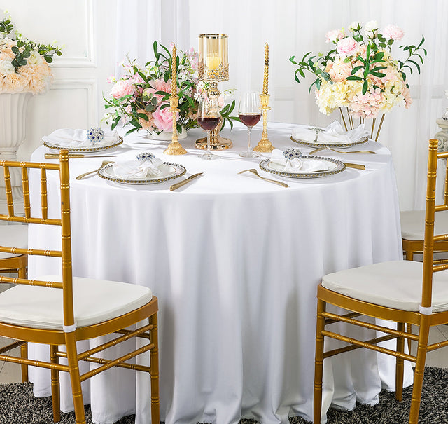 Round Scuba Tablecloth 108" White