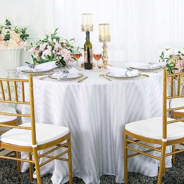 Round Jacquard Polyester Tablecloth 108" White