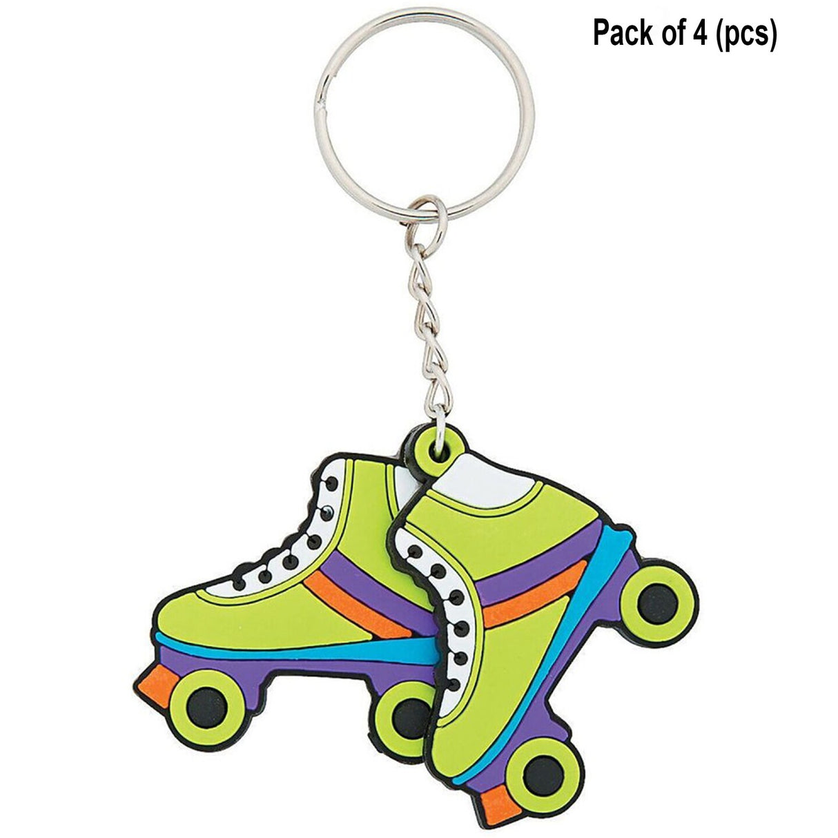 Roller Skate Pair Rubber Keychains | 11/2 inches, Soft rubber Polybagged