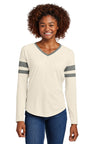 Sport-Tek® Women's Halftime Stripe Long Sleeve V-Neck Tee