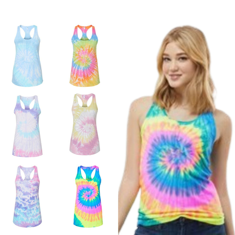 Colortone® Women's Tie-Dyed Racerback Tank Top - 3400