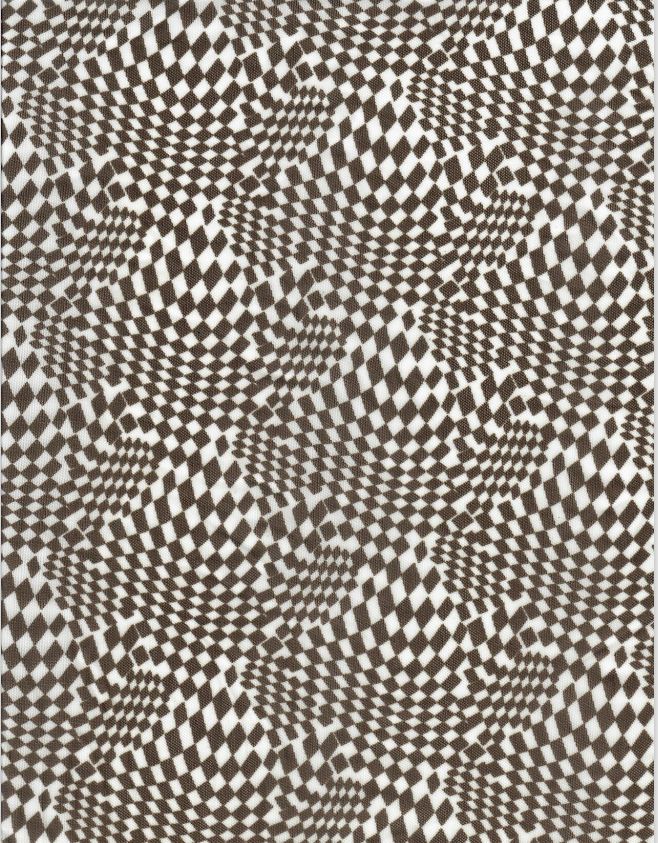 Flocked Checkered Mesh Stretch Fabric Brown