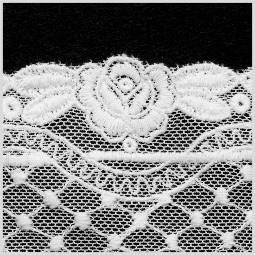 6" White Cotton Floral Lace Trim