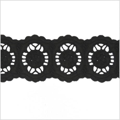 3" Black Cotton Eyelet Trimming