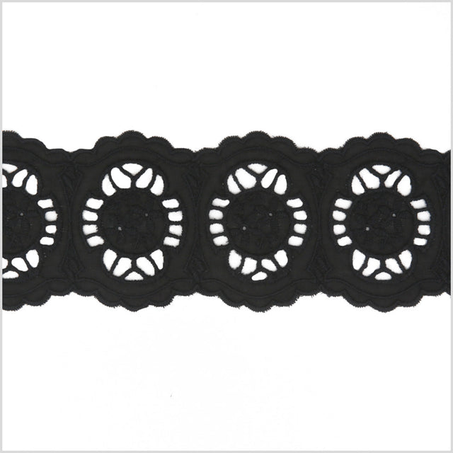 3" Black Cotton Eyelet Trimming
