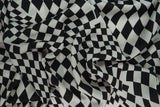 Bubble Satin Checkered Woven Fabric Black/Ivory