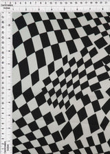Bubble Satin Checkered Woven Fabric Black/Ivory