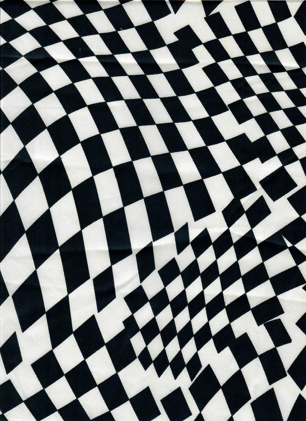 Bubble Satin Checkered Woven Fabric Black/Ivory
