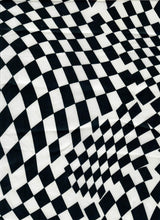 Bubble Satin Checkered Woven Fabric Black/Ivory