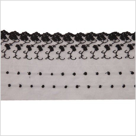 5.5" Black Floral Cotton Lace Trim