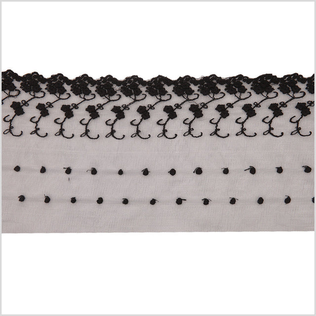5.5" Black Floral Cotton Lace Trim