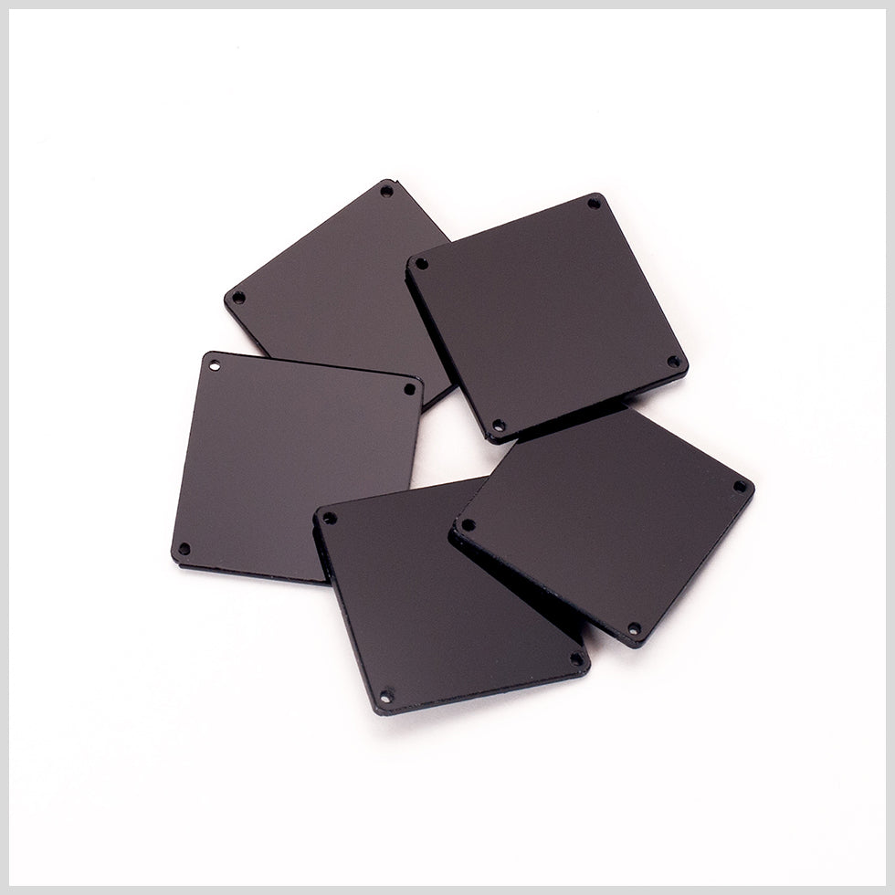Silver Laminate 4-Hole Square Plastic Button - 64L/40.5mm