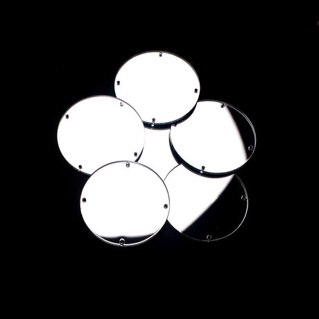 Silver Laminate 4-Hole Round Plastic Mirror - 80L/50.8mm