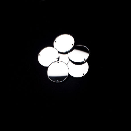 Silver Laminate 2-Hole Round Plastic Mirror - 45L/29mm