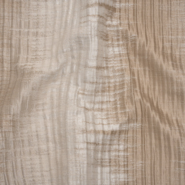 Polyester and Cotton Ribbed Brocade - Beige and Ivory Ikat Stripes