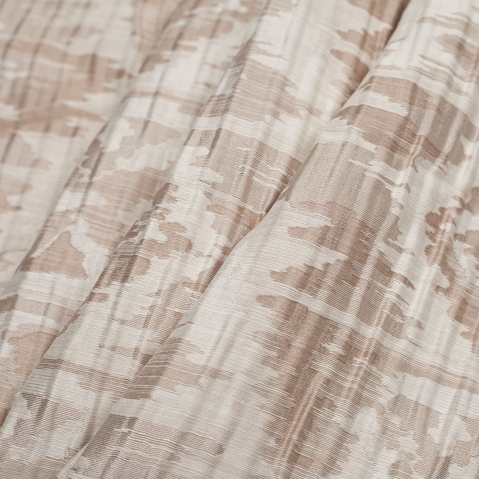 Indian Ivory/Beige Ikat-Like Geometric Poly/Cotton Brocade