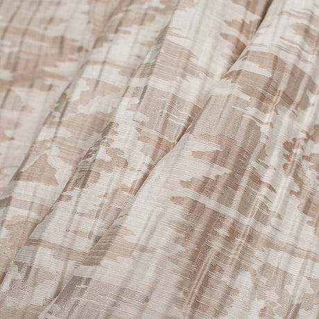 Indian Ivory/Beige Ikat-Like Geometric Poly/Cotton Brocade