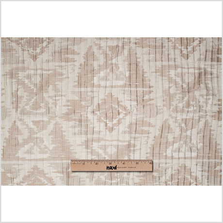 Indian Ivory/Beige Ikat-Like Geometric Poly/Cotton Brocade