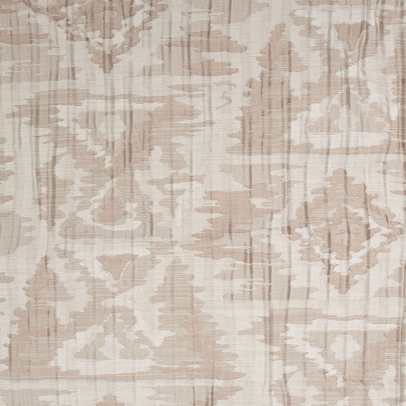 Indian Ivory/Beige Ikat-Like Geometric Poly/Cotton Brocade