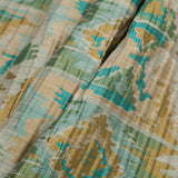 Indian Blue/Yellow Ikat-Like Geometric Poly/Cotton Brocade