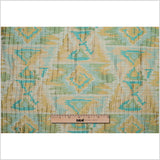 Indian Blue/Yellow Ikat-Like Geometric Poly/Cotton Brocade