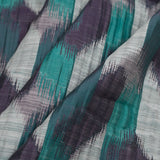Indian Aqua Purple Ikat-Like Poly/Cotton Brocade
