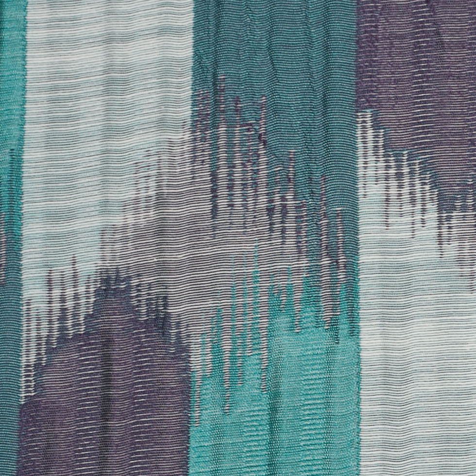 Indian Aqua Purple Ikat-Like Poly/Cotton Brocade