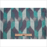 Indian Aqua Purple Ikat-Like Poly/Cotton Brocade