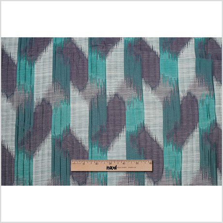 Indian Aqua Purple Ikat-Like Poly/Cotton Brocade