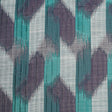 Indian Aqua Purple Ikat-Like Poly/Cotton Brocade