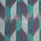 Indian Aqua Purple Ikat-Like Poly/Cotton Brocade