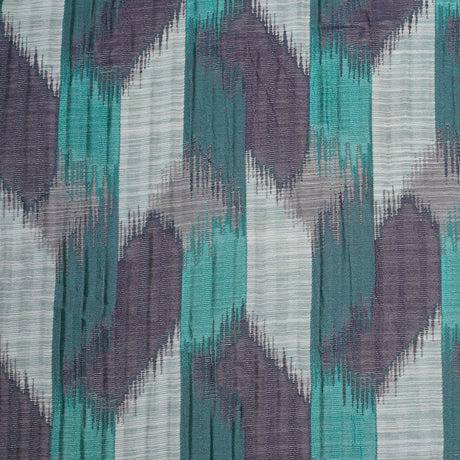 Indian Aqua Purple Ikat-Like Poly/Cotton Brocade