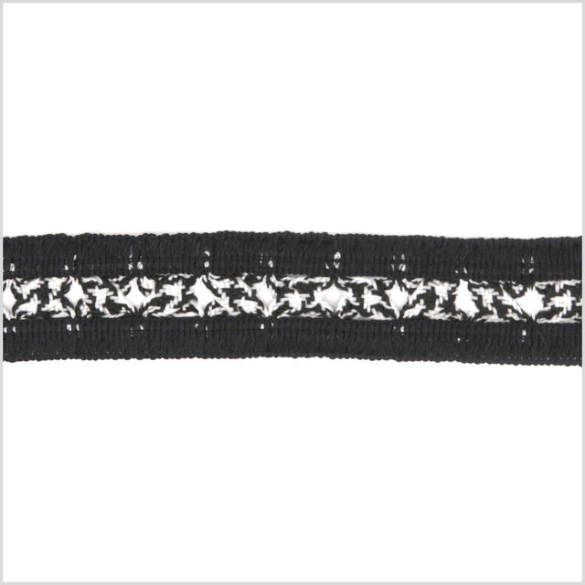 1" Black/White Braided Trim