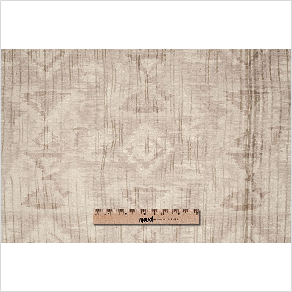 Indian Beige Ikat-Like Geometric Poly/Cotton Brocade
