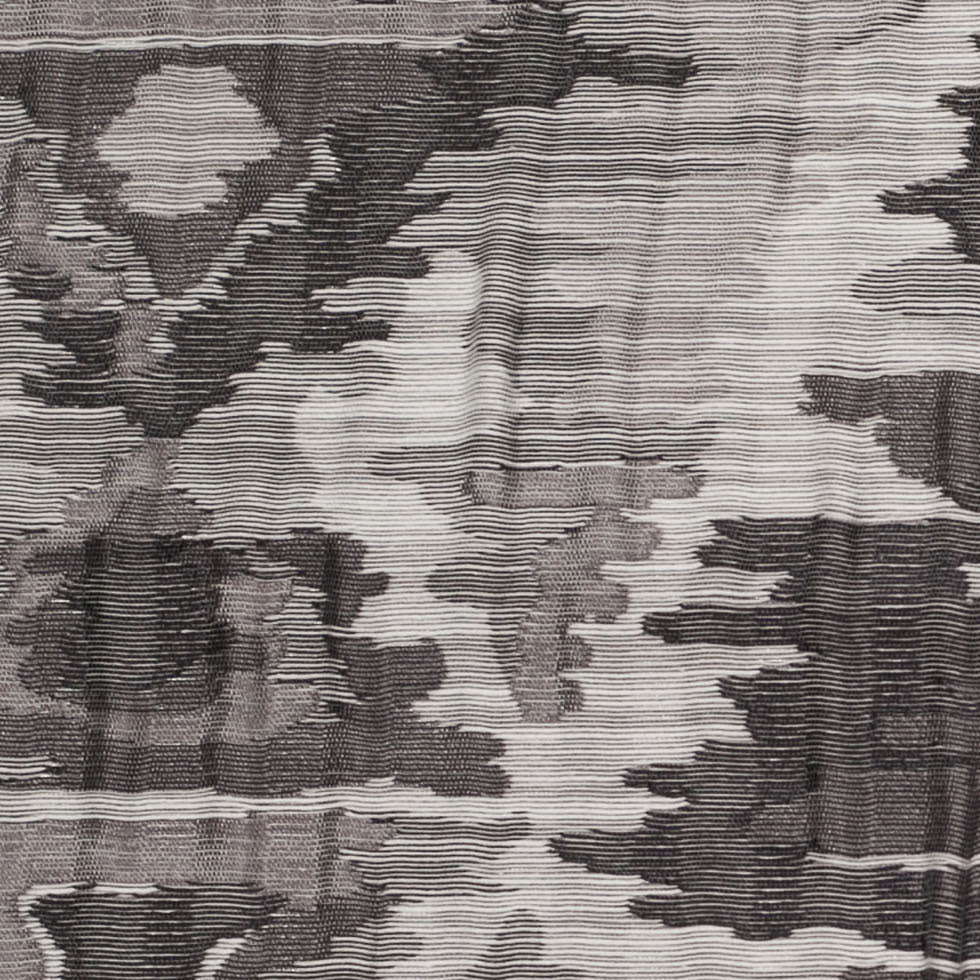 Indian Black/White Ikat-Like Geometric Poly/Cotton Brocade