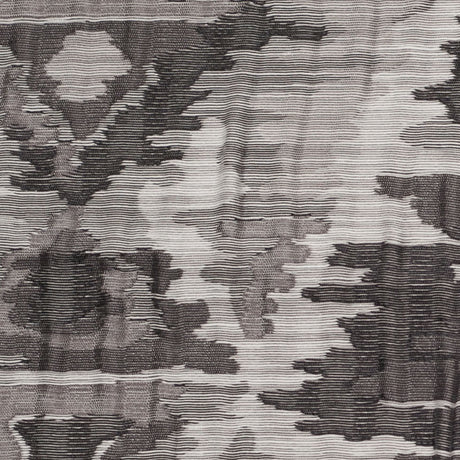 Indian Black/White Ikat-Like Geometric Poly/Cotton Brocade