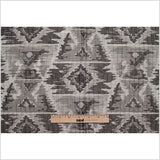 Indian Black/White Ikat-Like Geometric Poly/Cotton Brocade
